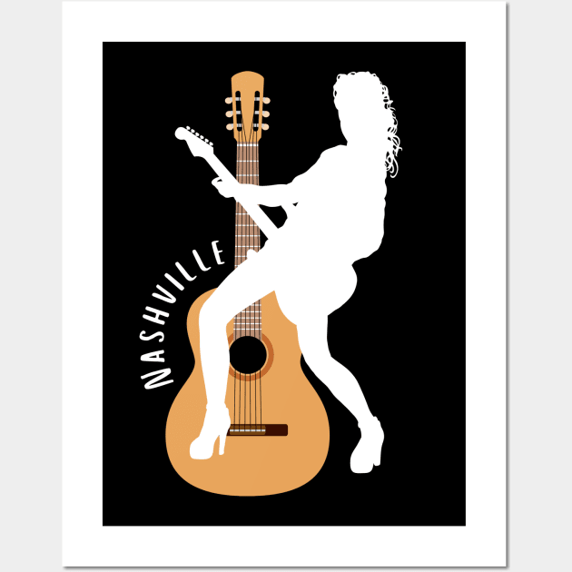 City of Music Nashville Tennessee guitar home of country music USA city break Wall Art by BoogieCreates